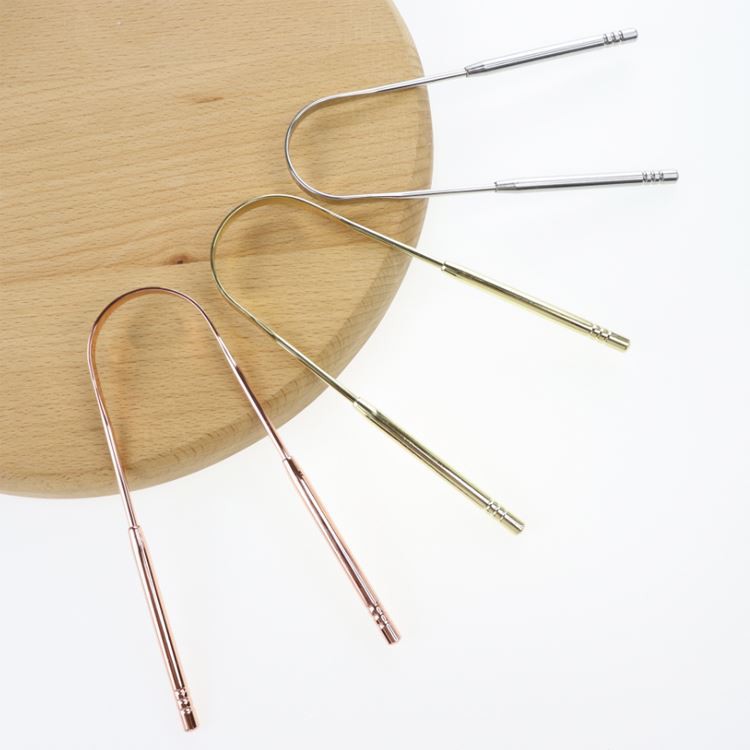 Pembersih Lidah Stainless Steel Berbentuk U yang Dapat Digunakan Kembali